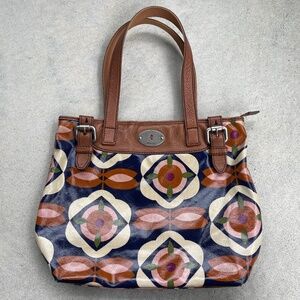 Fossil Floral Tote Shoulder Bag